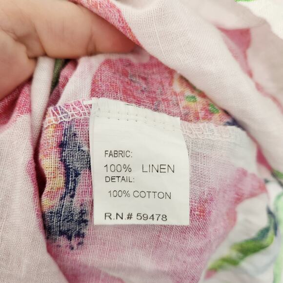 Bellambra Linen Midi Dress XL Floral Cottagecore Fairycore Coastal Beach Summer - Picture 5 of 7